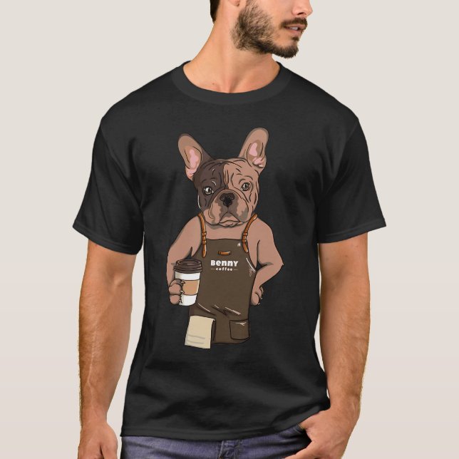 T-shirt Amoureux de café bouledogue (Devant)