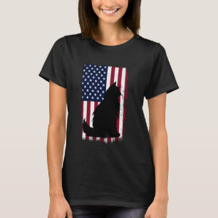 T-shirt Amoureux de chat Maine Coon, tenue drapeau américa