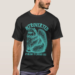 T-shirt Amoureux de chats introvertis drôle mignon aqua ch