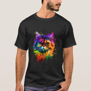 T-shirt Amoureux de chats persans Couleurs vives Éclabouss