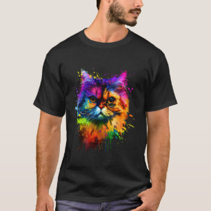 T-shirt Amoureux de chats persans Couleurs vives Éclabouss