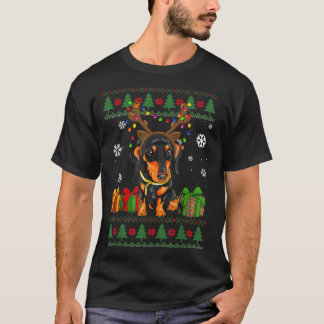 T-shirt Amoureux de chien drôle Dachshund Santa Hat Ugly C