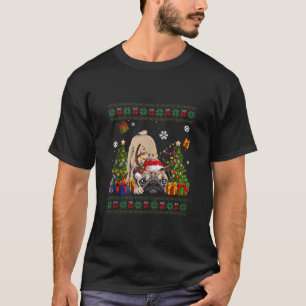 T-shirt Amoureux de chien drôle Français Santa Hat Vilain