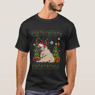 T-shirt Amoureux de chien drôle Français Santa Hat Vilain