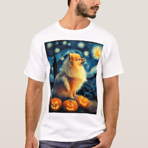 T-shirt Amoureux de chiens Poméranie Peinture de van gogh 