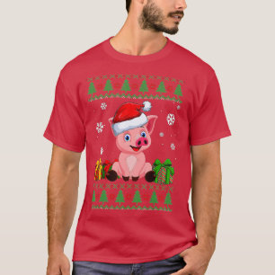 T-shirt Amoureux de cochon drôle Cute Cochon Santa Hat Vil
