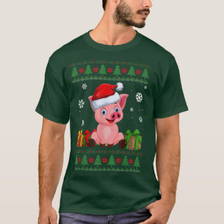T-shirt Amoureux de cochon drôle Cute Cochon Santa Hat Vil