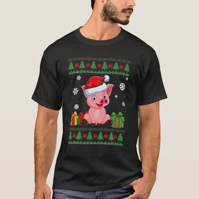 T-shirt Amoureux de cochon drôle mignon cochon Père Noël m (Devant)