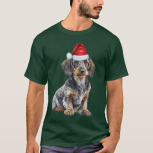 T-shirt Amoureux de Dachshund à poil dur Noël drôle Chien