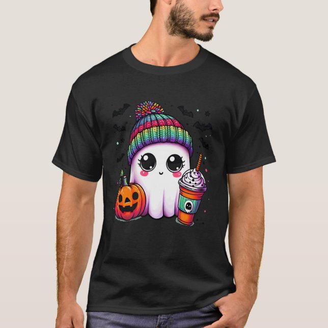 T-shirt Amoureux de fantômes mignons Pixie Halloween Café  (Devant)