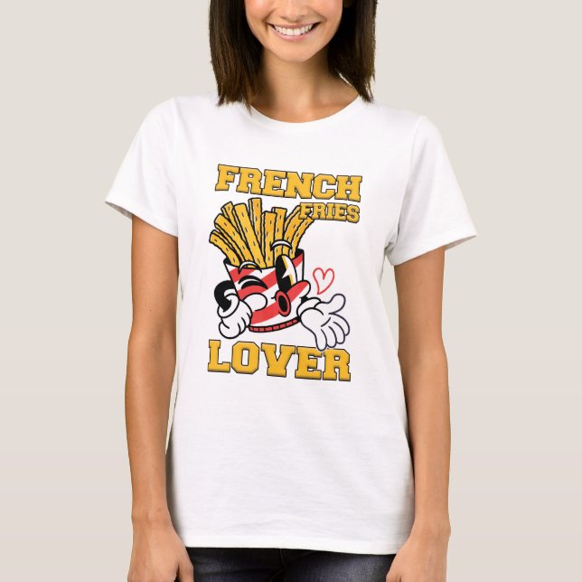 T-shirt Amoureux de Frites Femmes Blanc (Devant)