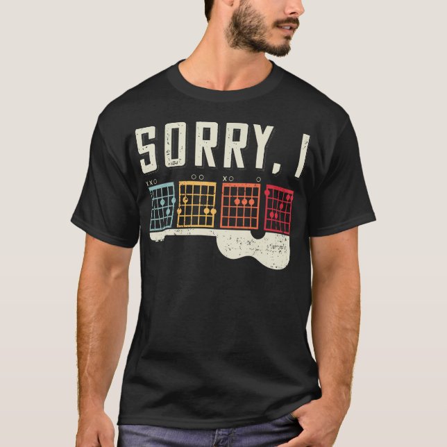 T-shirt Amoureux de Guitare Drôle Message Caché Désolé Je  (Devant)