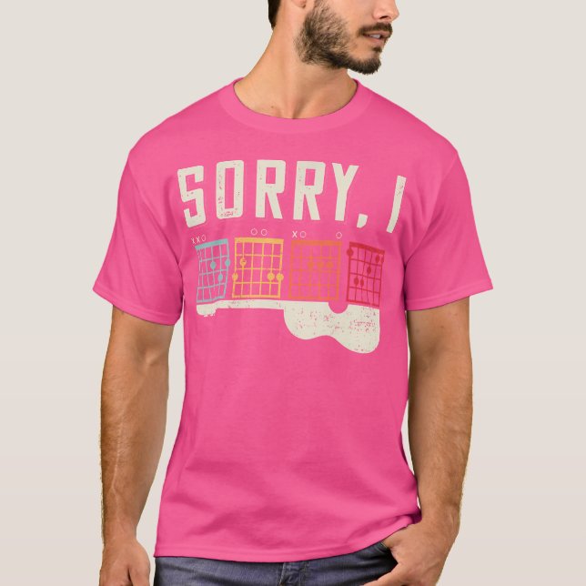 T-shirt Amoureux de guitare drôle Message caché Désolé Je  (Devant)