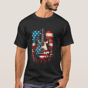 T-shirt Amoureux de guitare électrique patriotique américa