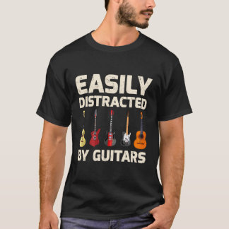 T-shirt Amoureux De Guitare Facilement Distrait Par Les Gu