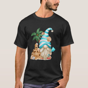 T-shirt Amoureux de la plage avec tongs et château de sabl