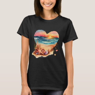 T-shirt Amoureux de la plage Scène de plage Étoile de mer