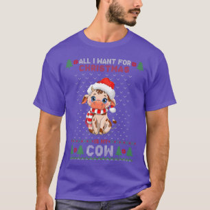 T-shirt Amoureux de la vache drôle Cute Cow Santa Hat Vila