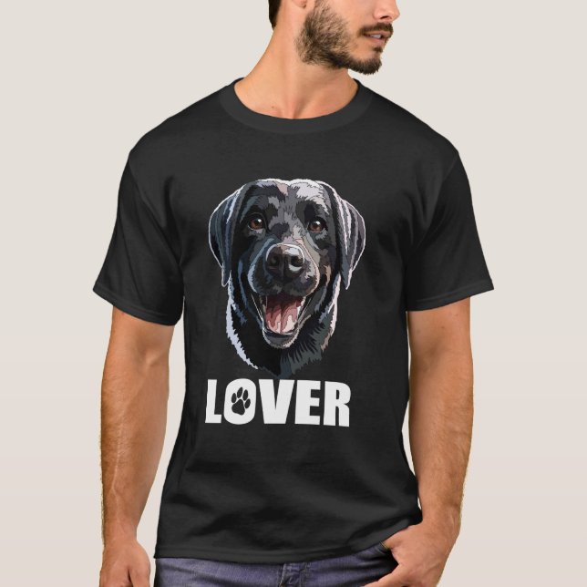 T-shirt Amoureux de Labrador noir (Devant)