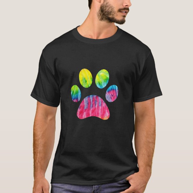 T-shirt Amoureux de l'animal à impression de patte Tie Dye (Devant)