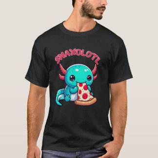 T-shirt Amoureux de l'Axolotl Mignon Snaxolotl Mangeant un