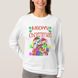 T-shirt Amoureux de les chats drôles de Noël outre de