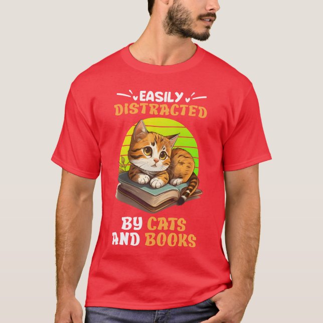 T-shirt Amoureux de les chats et de lecture Fans de chats  (Devant)