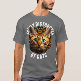 T-shirt Amoureux de les chats Facilement Distrait Par Les 