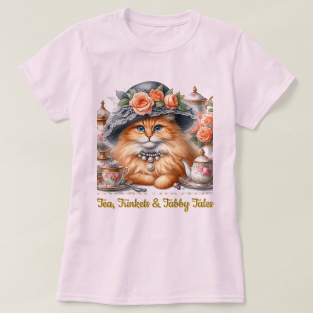T-shirt Amoureux de les chats Fancy Cat Tea Party (Design devant)