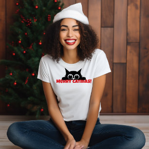 T-shirt Amoureux de les chats noirs drôles Noël catmas T-S