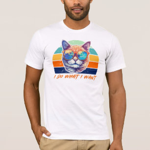 T-shirt Amoureux de les chats Retro Vintage Je fais ce que