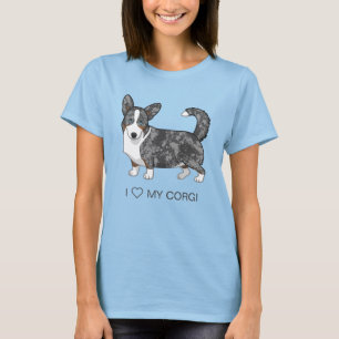 T-shirt Amoureux de les chiens de Corgi gallois bleu de Me