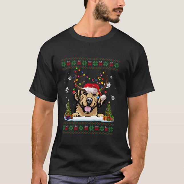 T-shirt Amoureux de les chiens Golden Retriever Santa Hat  (Devant)