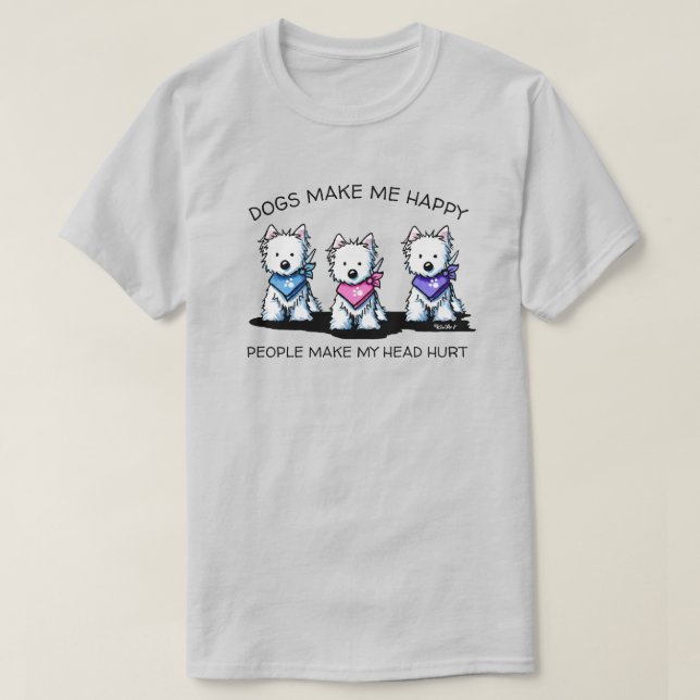 T-shirt Amoureux de les chiens KiniArt Westie Trio (Design devant)