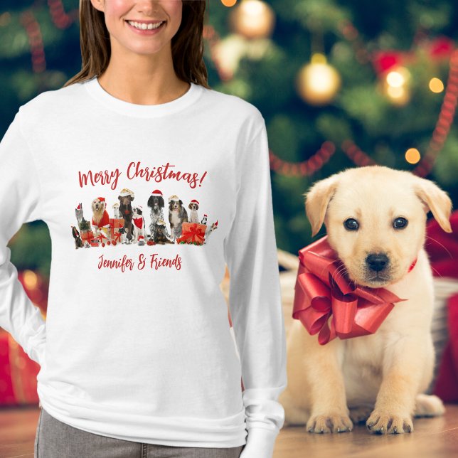 T-shirt Amoureux de les chiens, mignonne, ajouter un nom,  (Dog Lovers, Cute, Add Name, Christmas T-Shirt)