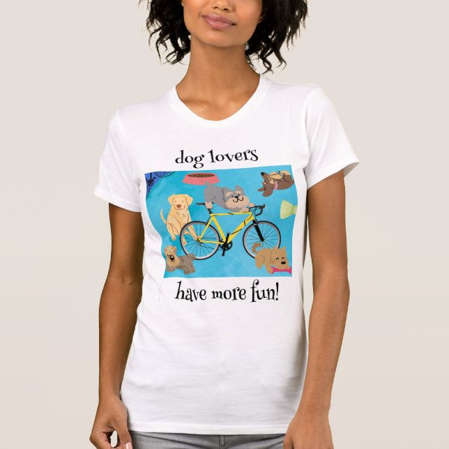 T-shirt Amoureux de les chiens ont plus amusant Vélo Jaune (Devant)