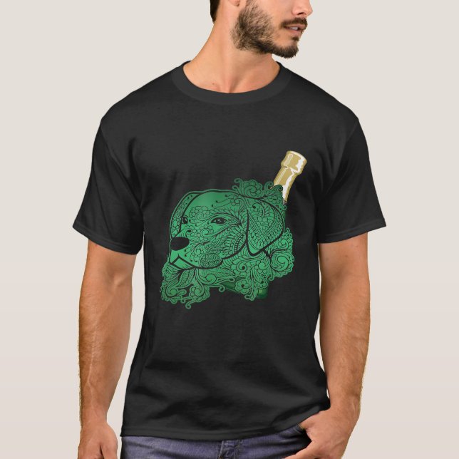 T-shirt Amoureux de les chiens Vin Bouteille Animaux Vins  (Devant)
