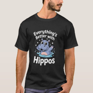 T-shirt Amoureux de l'Hippopotame Mignon Adultes Enfants G