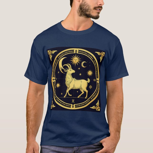 T-shirt Amoureux de l'horoscope Capricorne doré, chercheur (Devant)