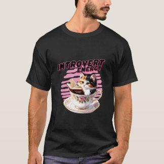 T-shirt Amoureux de livres à énergie d'introverti Chat dan