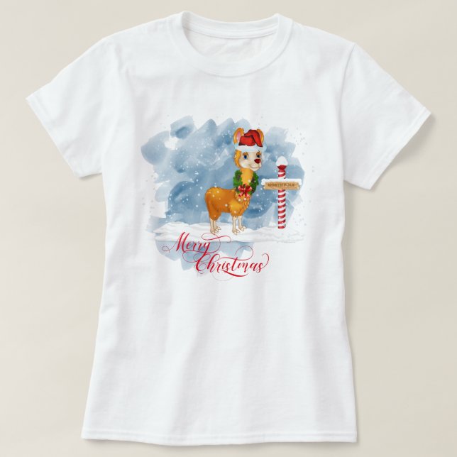 T-shirt Amoureux de Llama amusant Pôle Nord de Noël (Design devant)