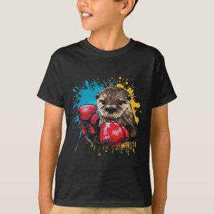 T-shirt Amoureux de loutre de boxe Gants de boxe Kickboxin