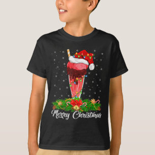 T-shirt Amoureux de milkshake chapeau de Père Noël assorti