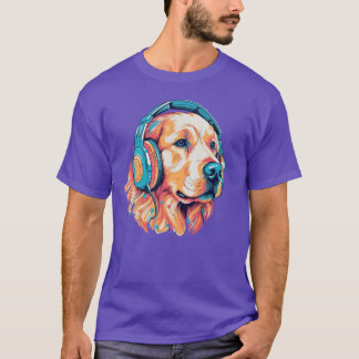 T-shirt Amoureux de musique Golden Retriever Un design réc