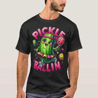T-shirt Amoureux de Pickle Ballin Cute Pickleball Filles A