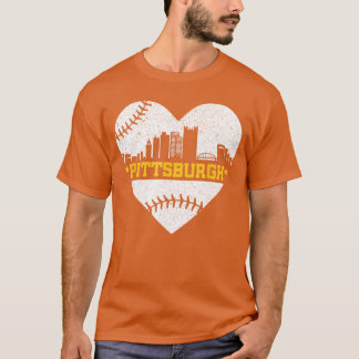 T-shirt Amoureux de Pittsburgh Skyline Rétro Baseball Batt