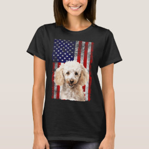 T-shirt Amoureux de Poodle Drapeau américain 4 juillet Pat
