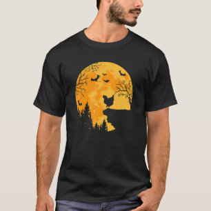 T-shirt Amoureux de poulet drôle de poulet et lune Hallowe
