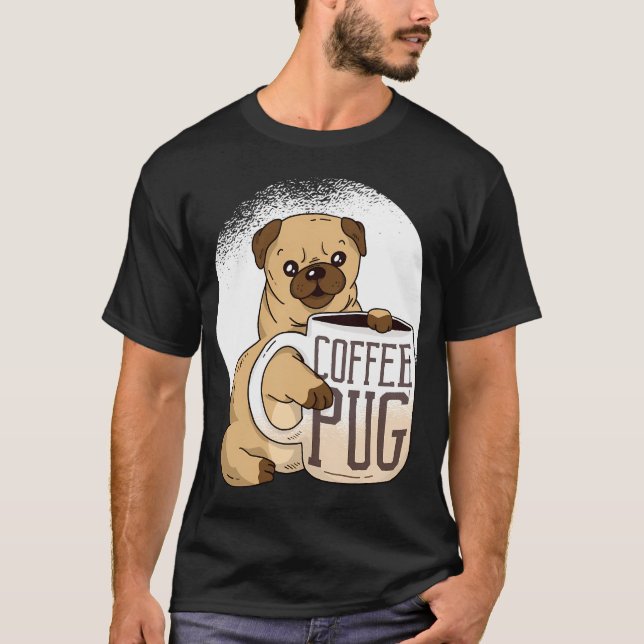 T-shirt Amoureux de Pug Café Mignon (Devant)