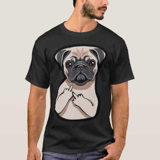 T-shirt Amoureux de Pug Doigt du Milieu Drôle Graphique 